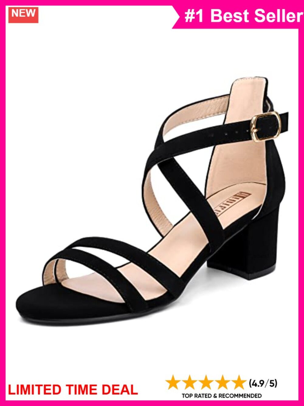 Women's Strappy Low Block Heel Sandals 2 Inch Open Toe Dressy